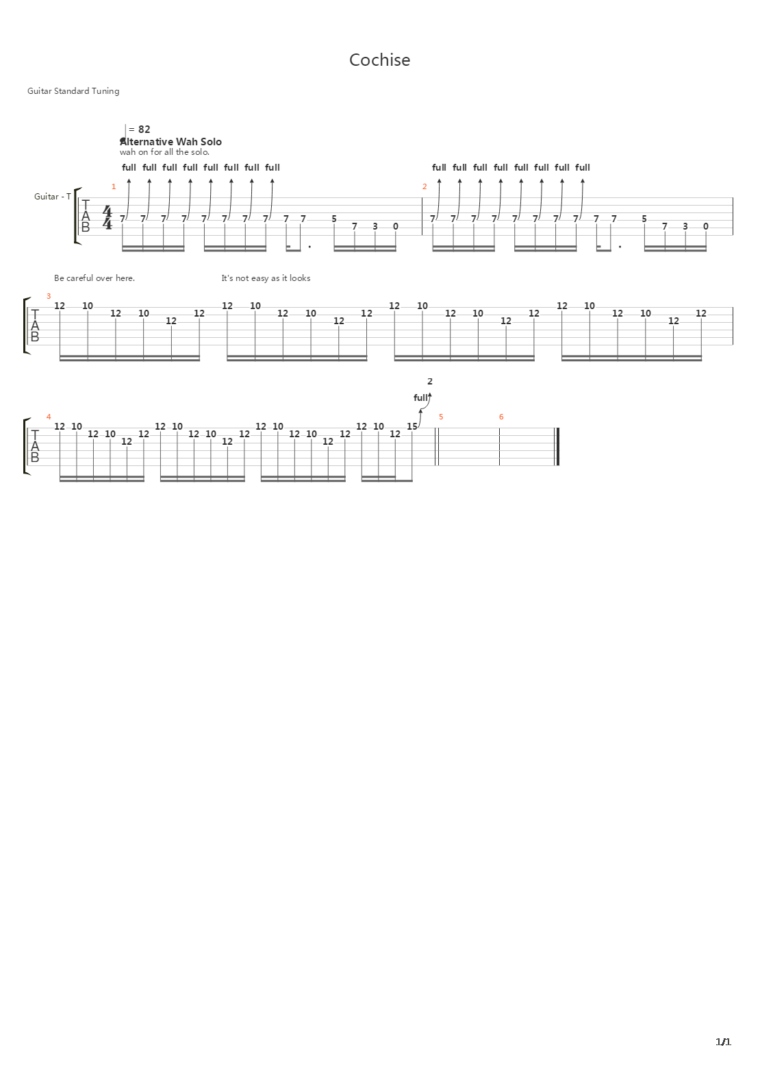 Cochise吉他谱