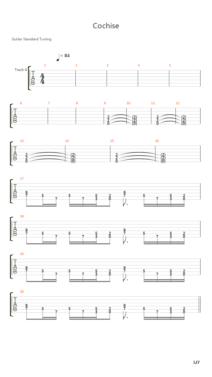 Cochise吉他谱