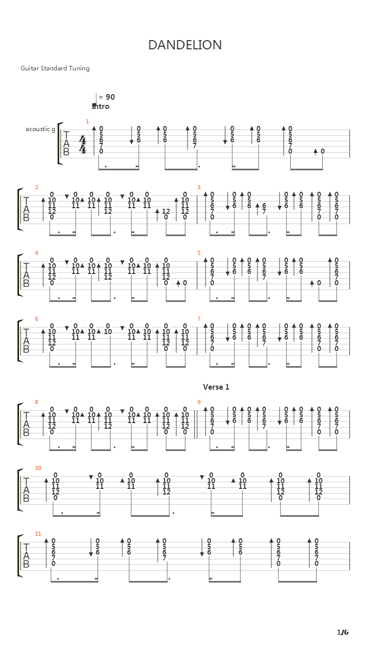 Dandelion吉他谱