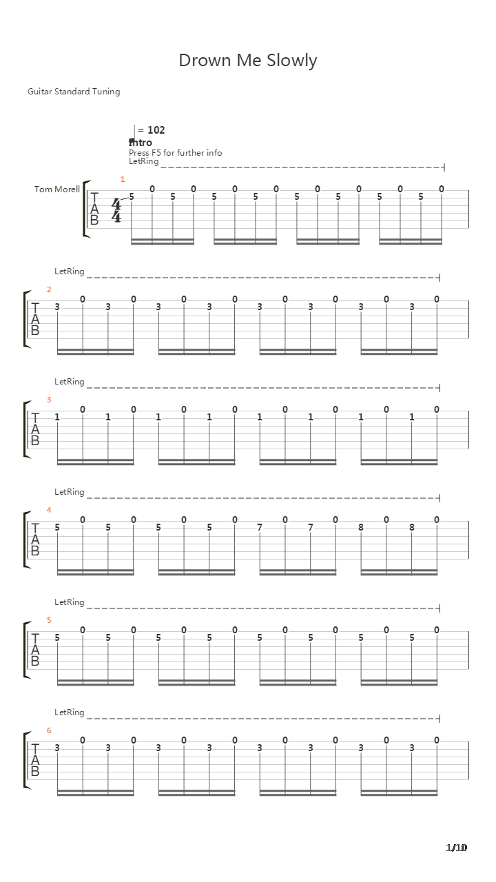 Drown Me Slowly吉他谱