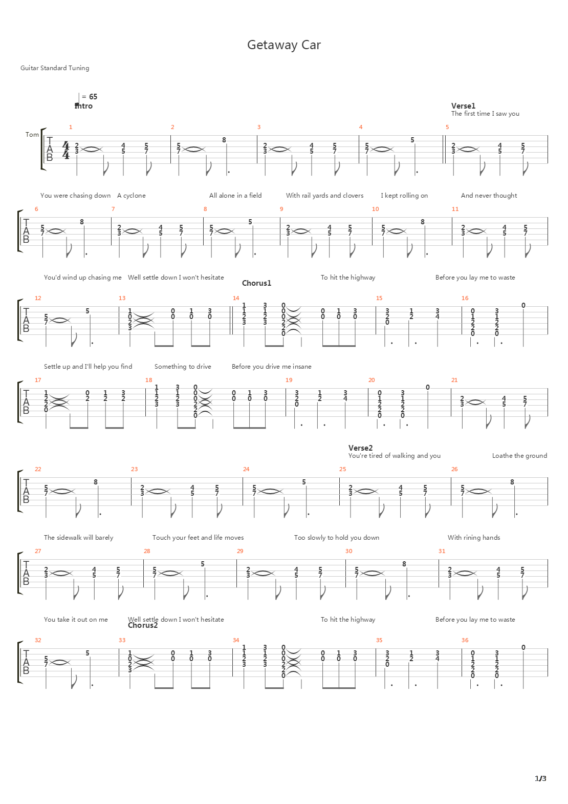 Getaway Car吉他谱