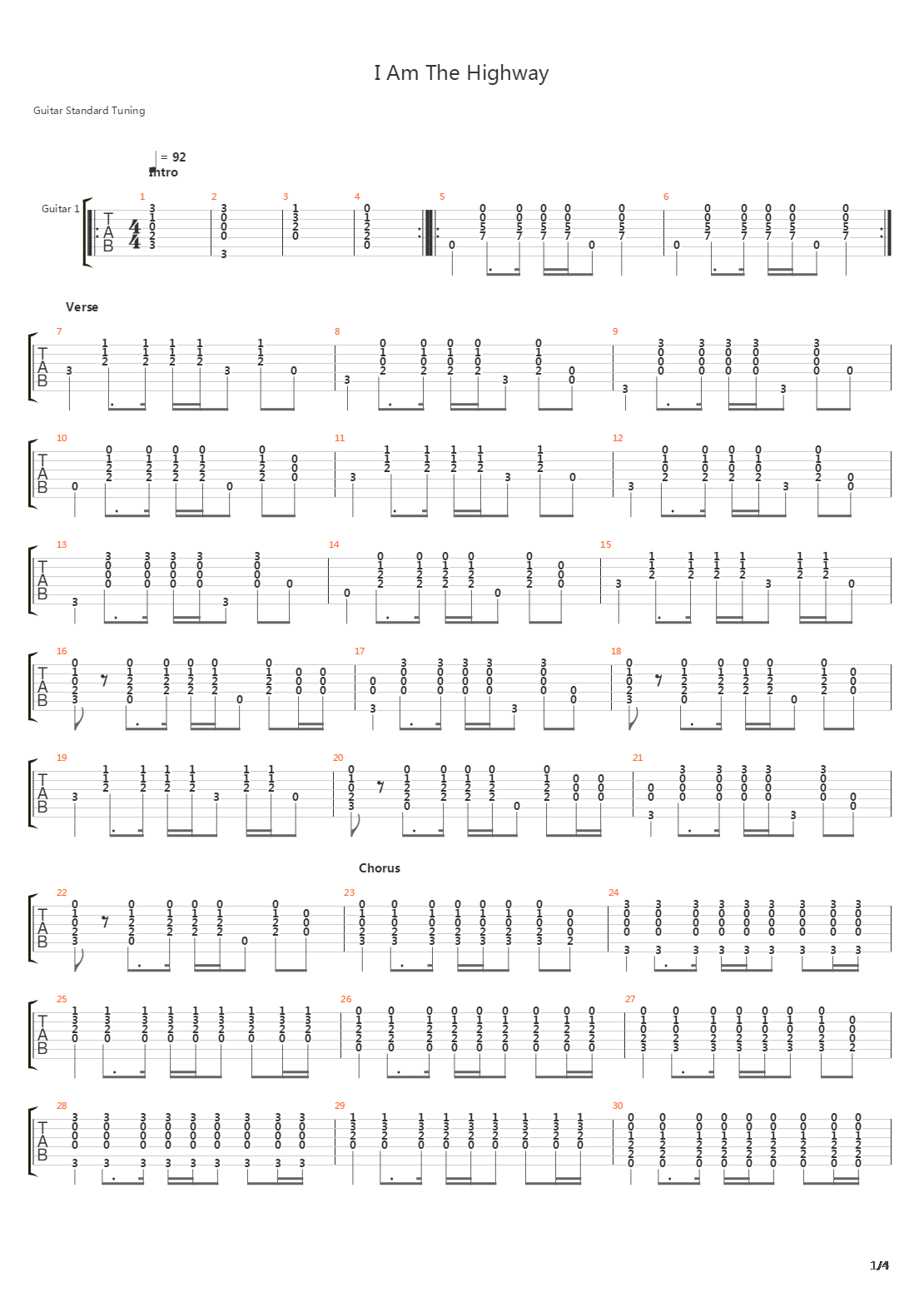 I Am The Highway吉他谱