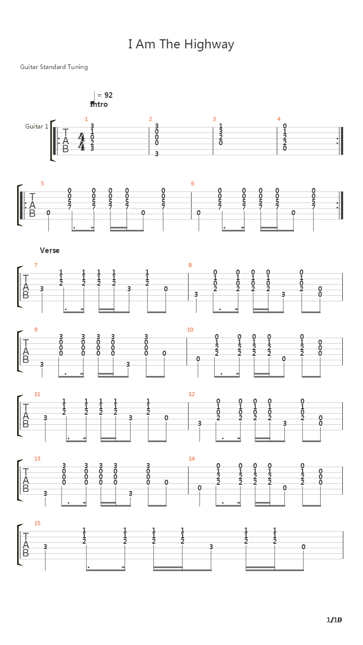 I Am The Highway吉他谱