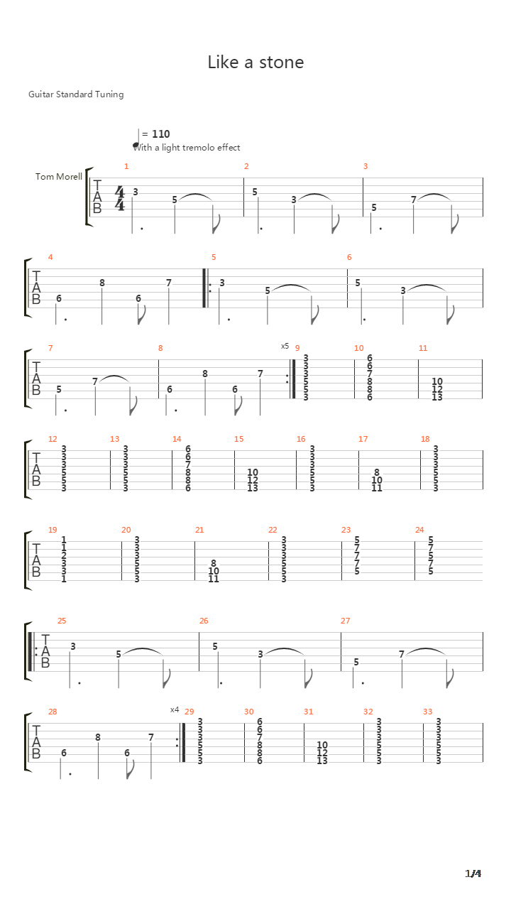 Like A Stone吉他谱