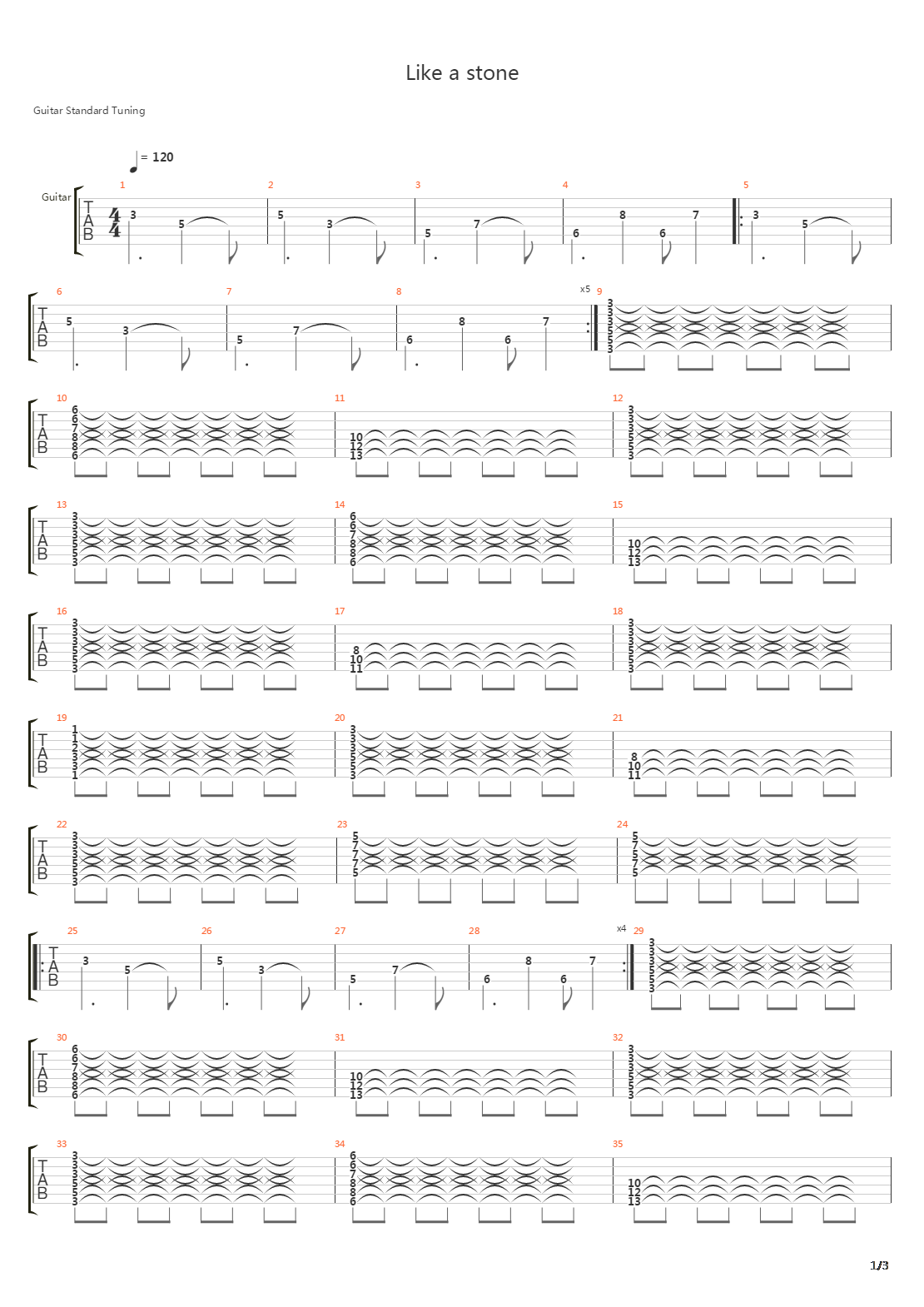 Like A Stone吉他谱