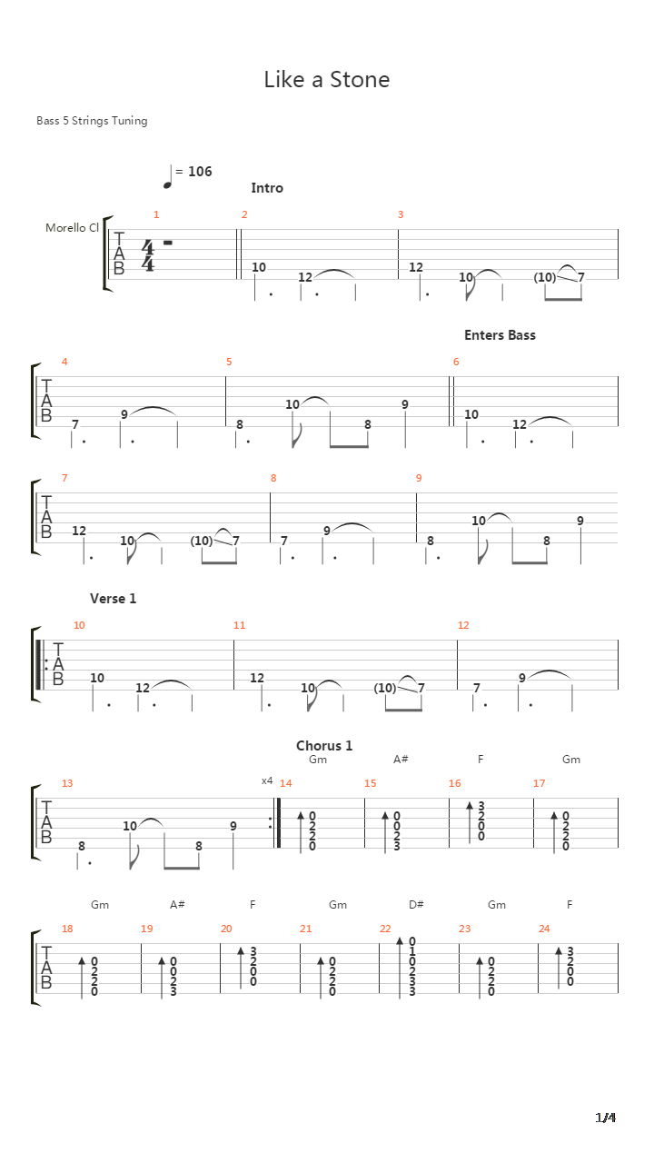 Like A Stone吉他谱