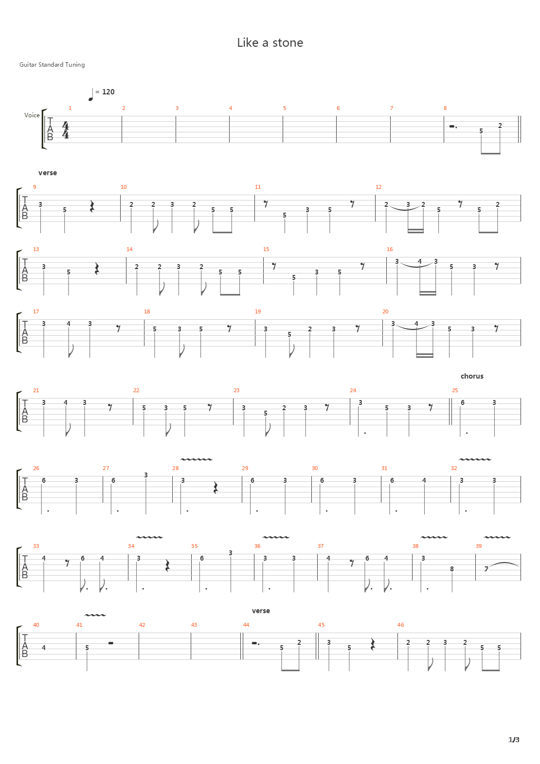 Like A Stone吉他谱