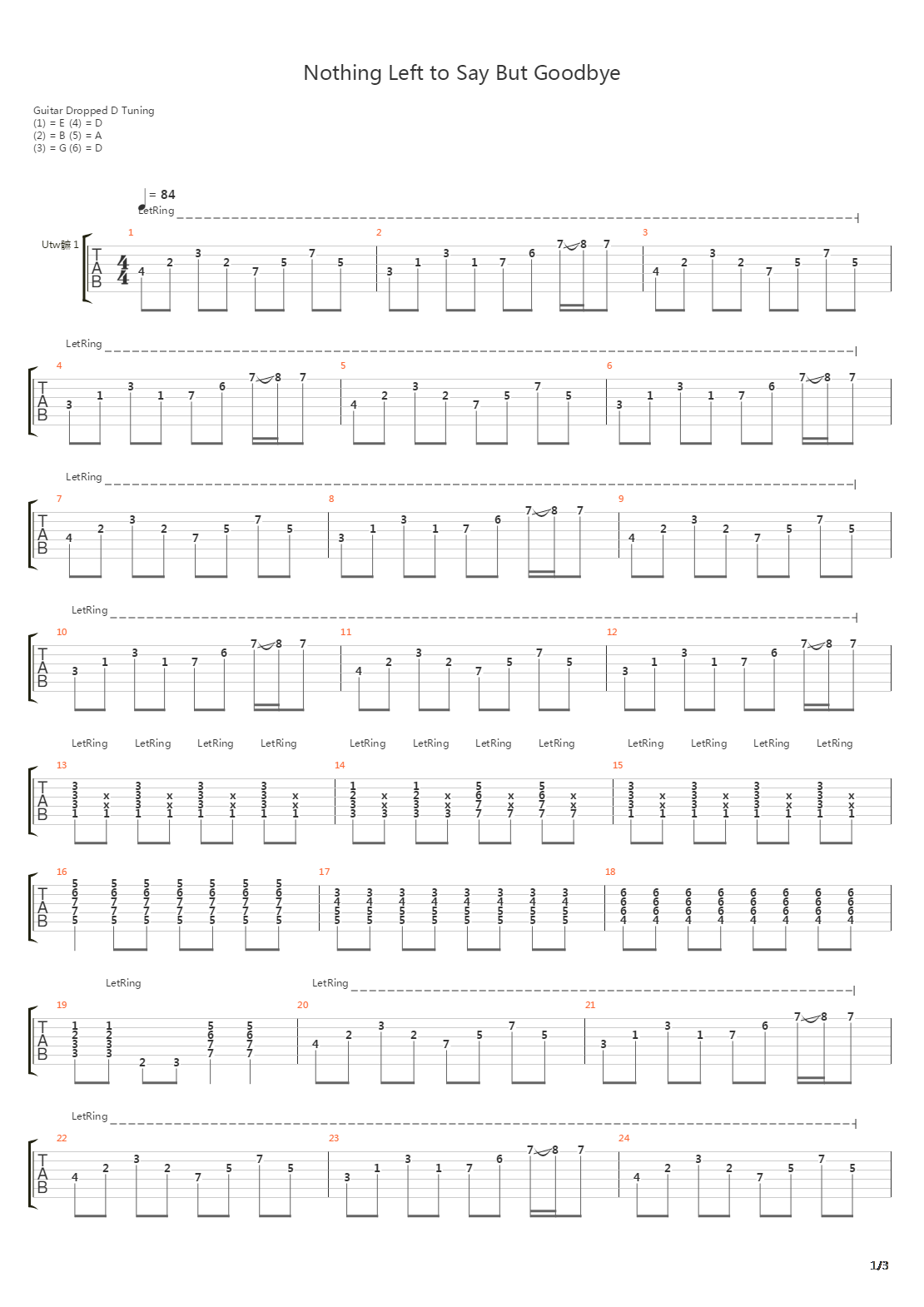 Nothing Left To Say But Goodbye吉他谱