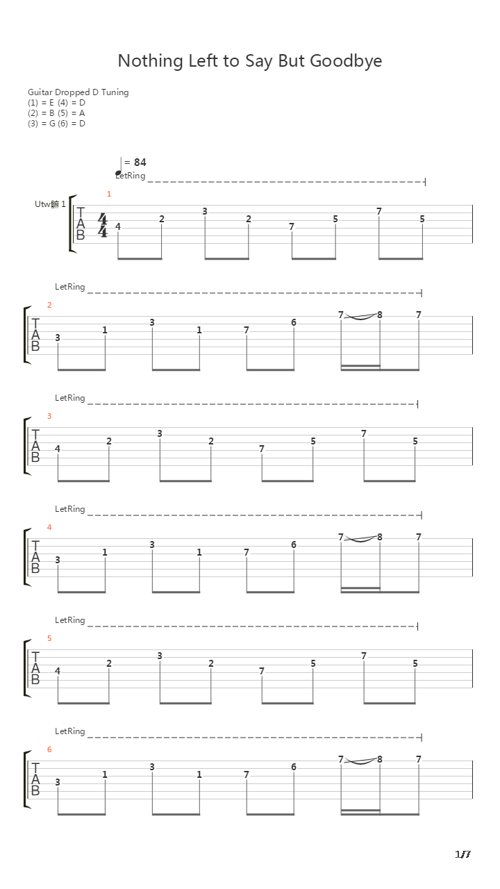 Nothing Left To Say But Goodbye吉他谱