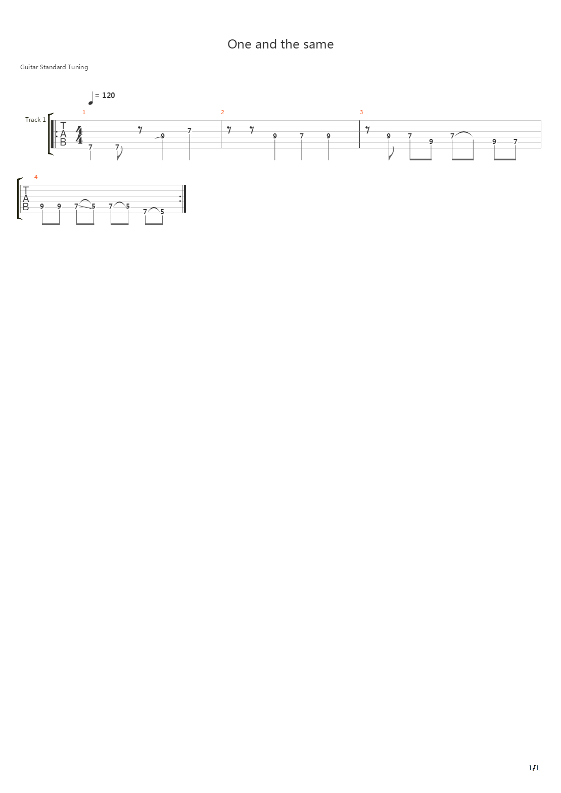 One And The Same吉他谱
