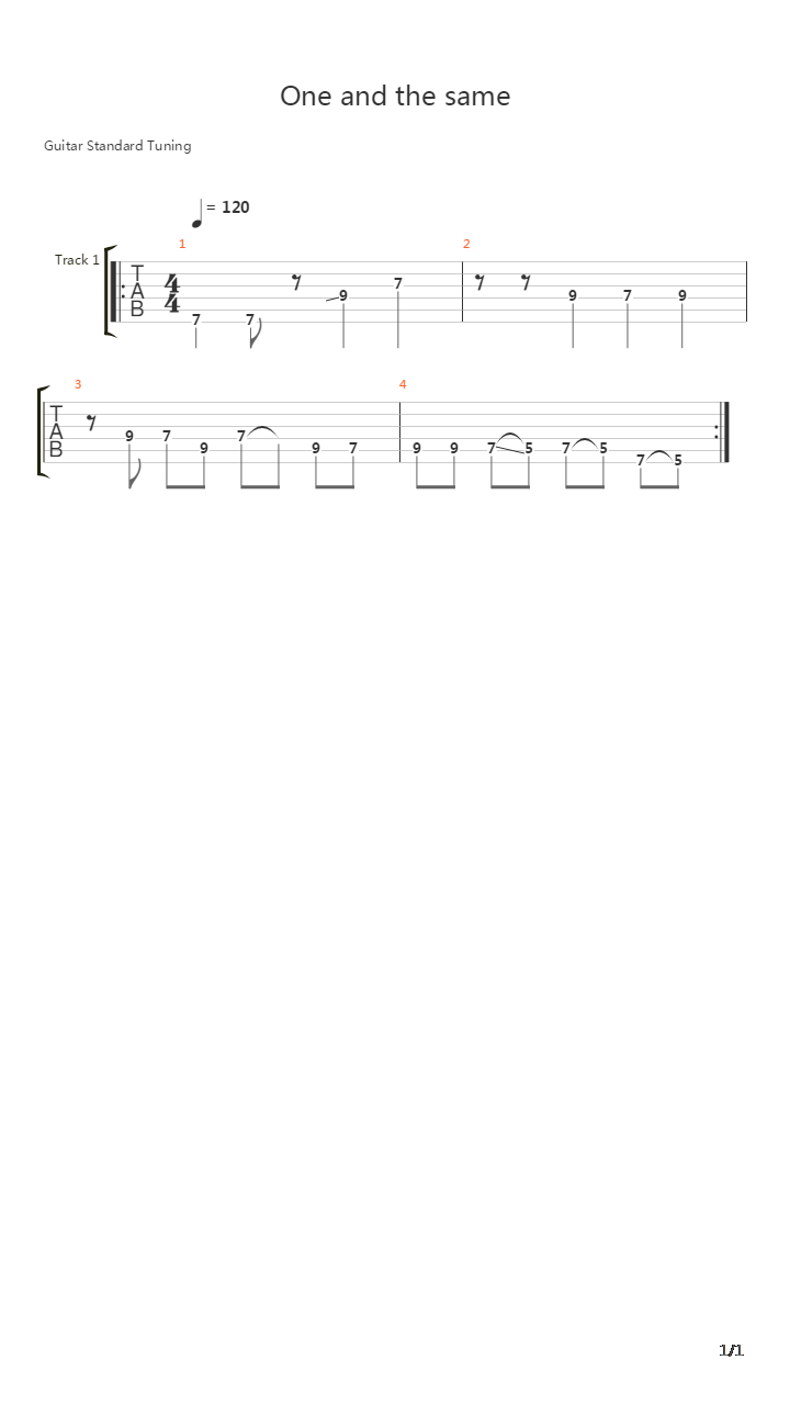 One And The Same吉他谱