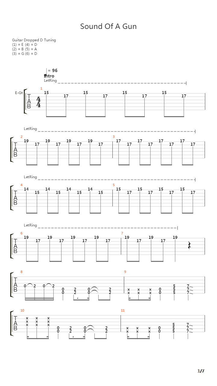 Sound Of A Gun吉他谱