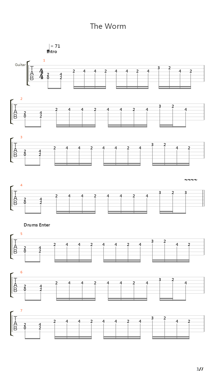 The Worm吉他谱