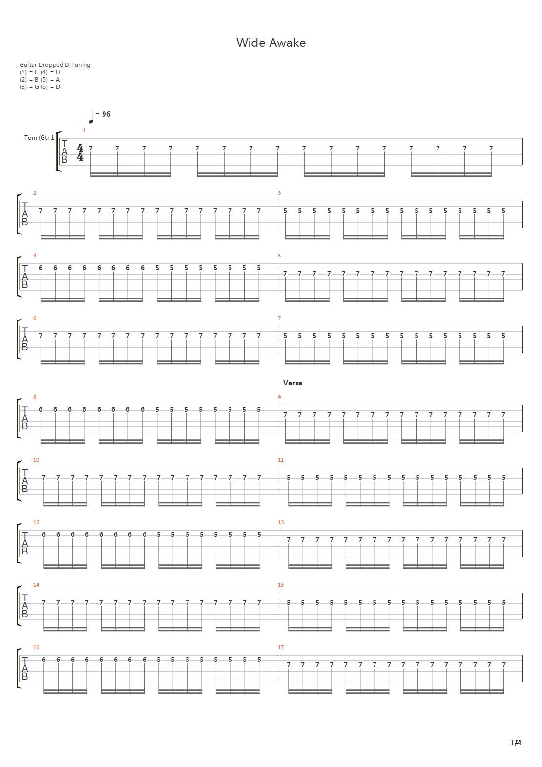 Wide Awake吉他谱
