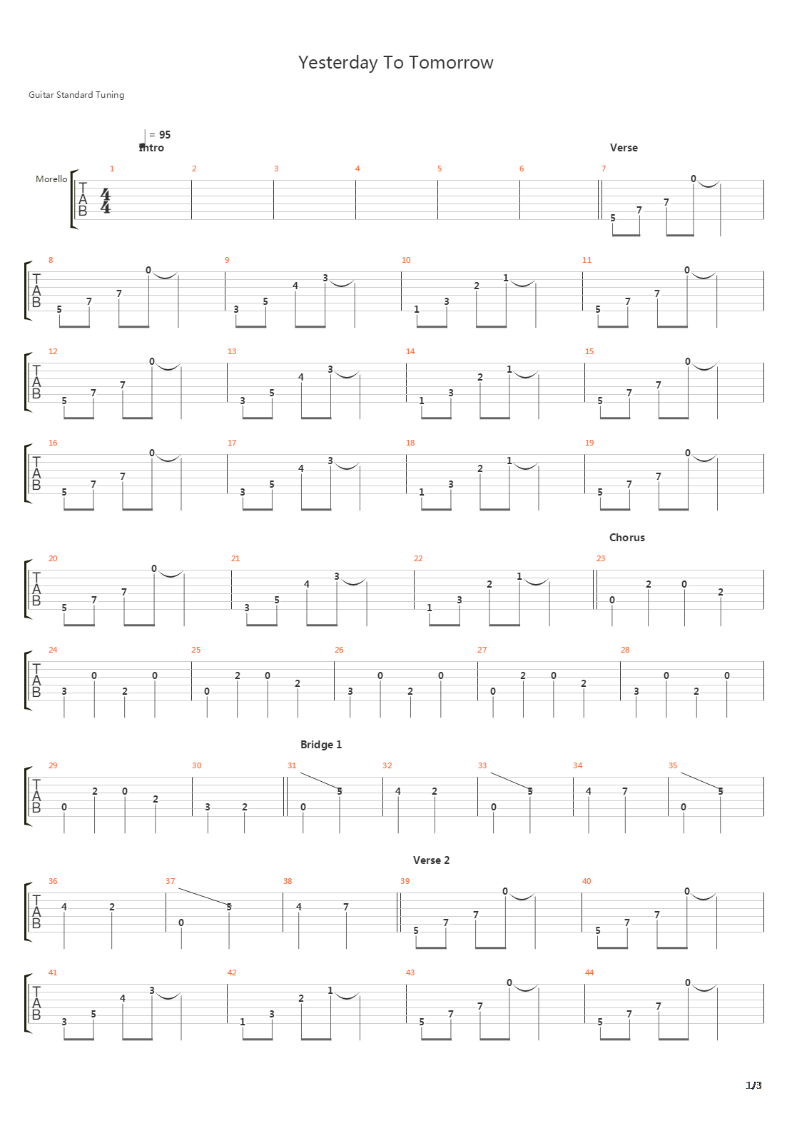 Yesterday To Tomorrow吉他谱