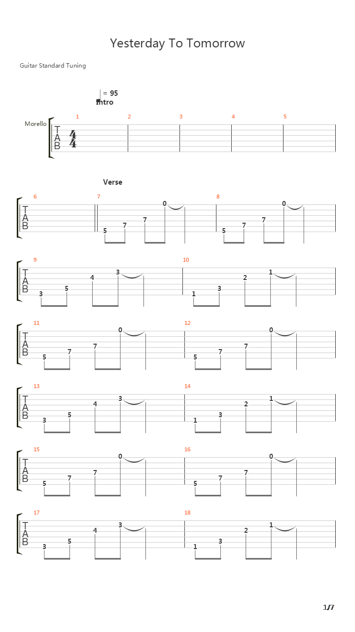 Yesterday To Tomorrow吉他谱