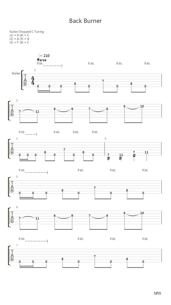 Back Burner吉他谱