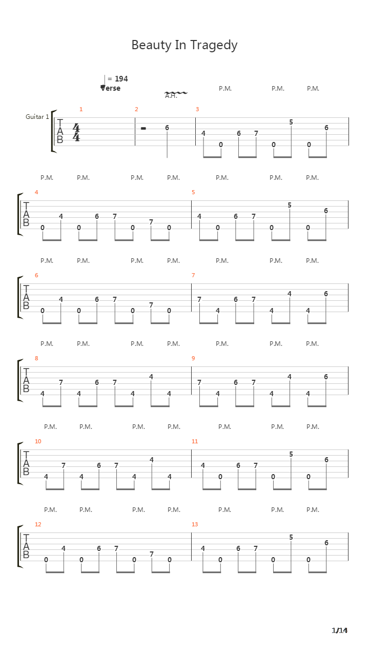 Beauty In Tragedy吉他谱