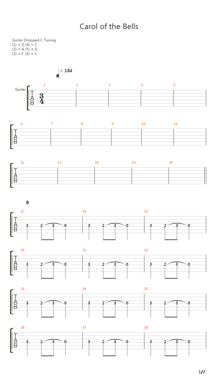 Carols Of The Bells吉他谱