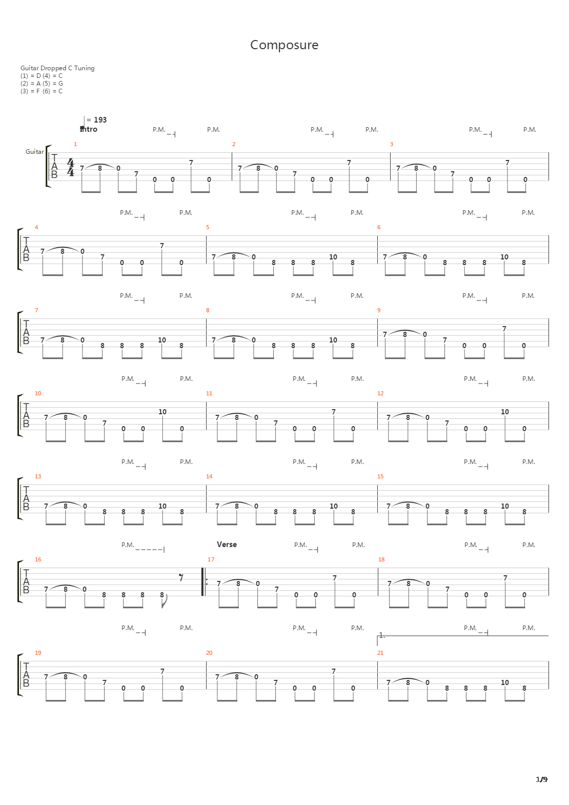 Composure吉他谱