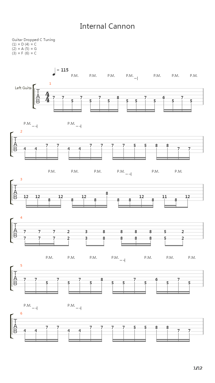 Internal Cannon吉他谱