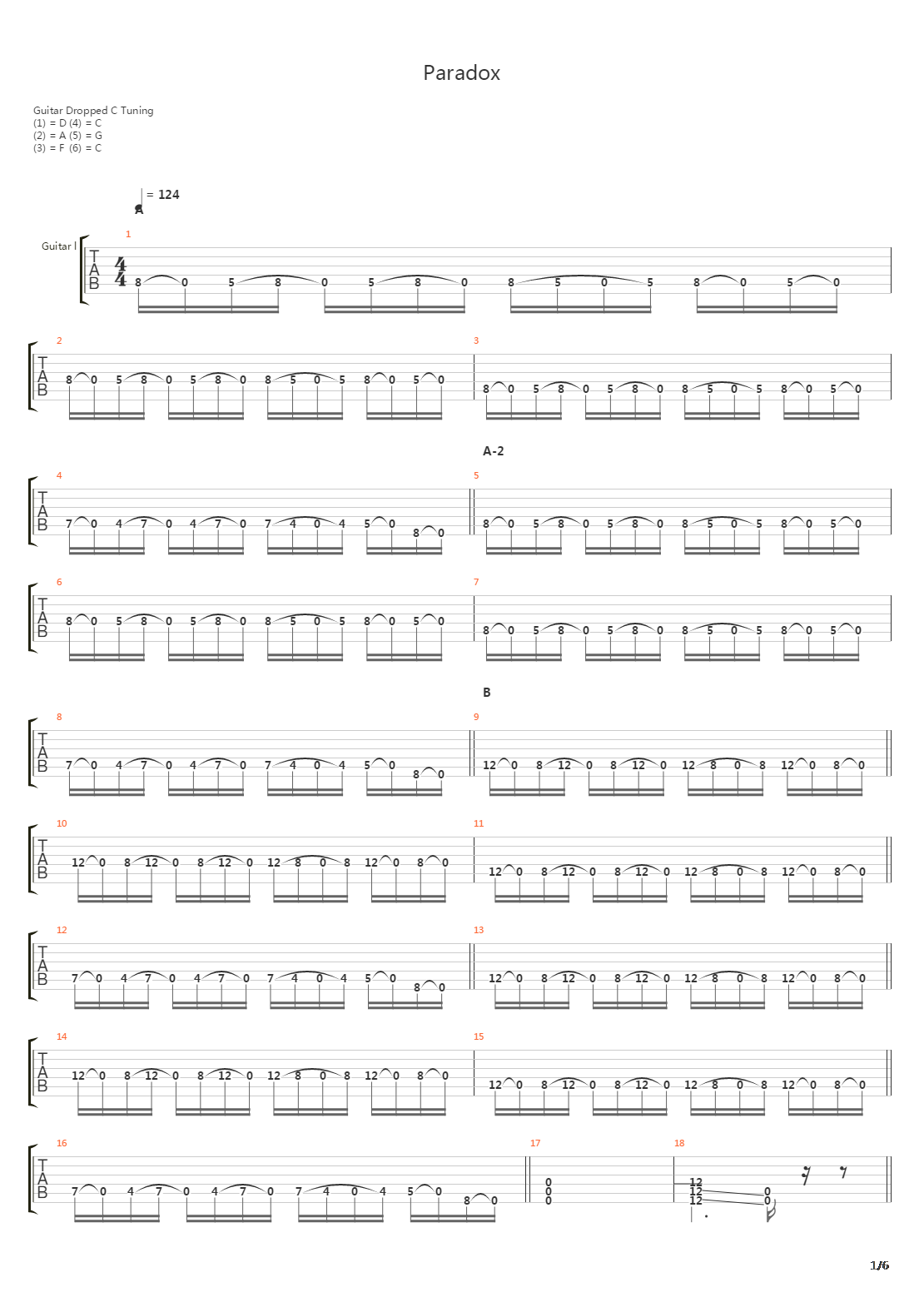 Paradox吉他谱