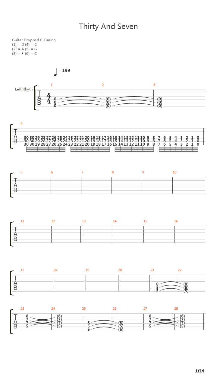 Thirty And Seven吉他谱