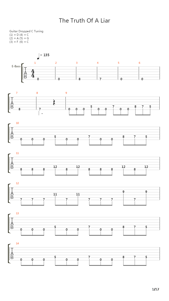 Truth Of A Liar吉他谱