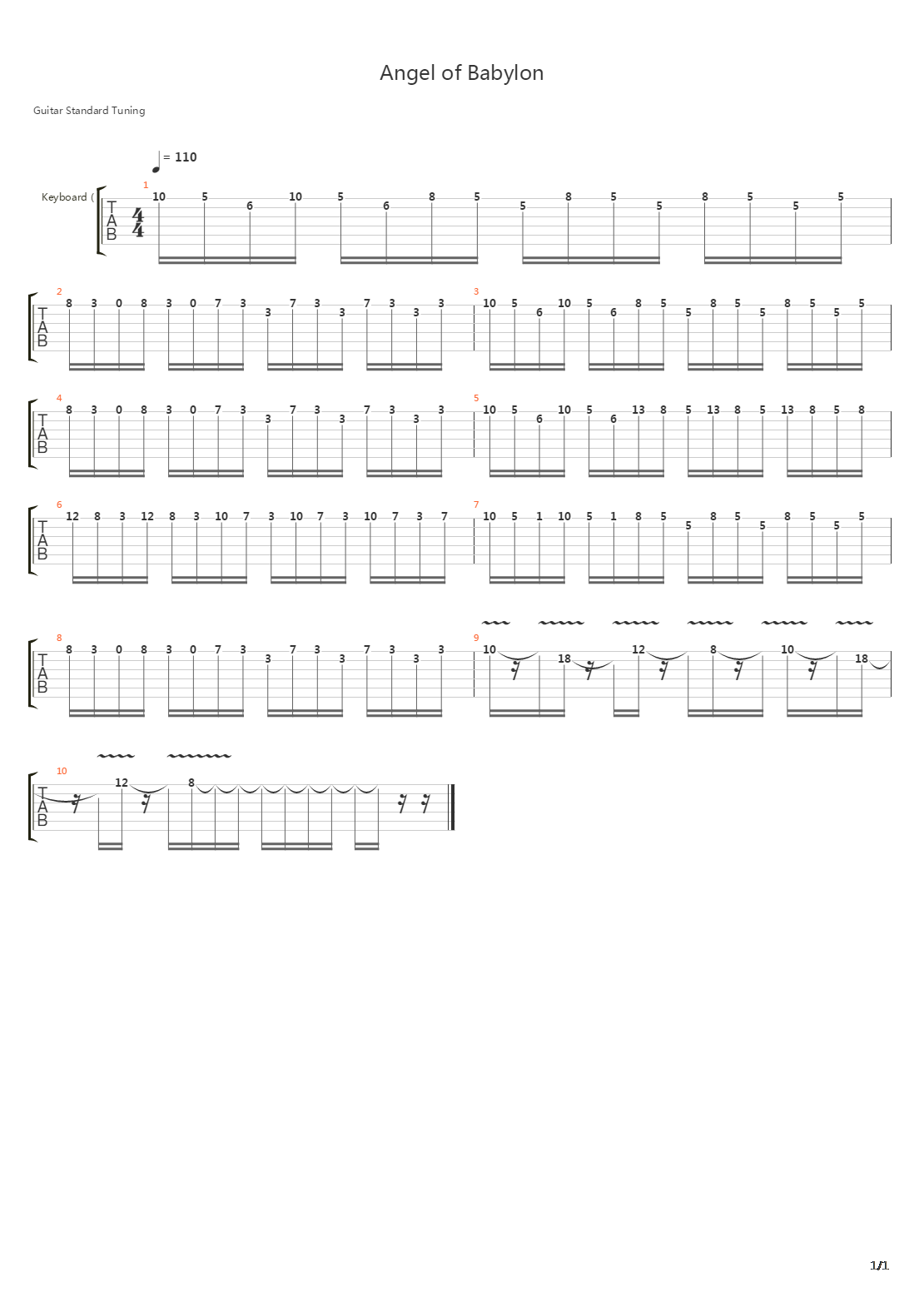 Angel Of Babylon吉他谱