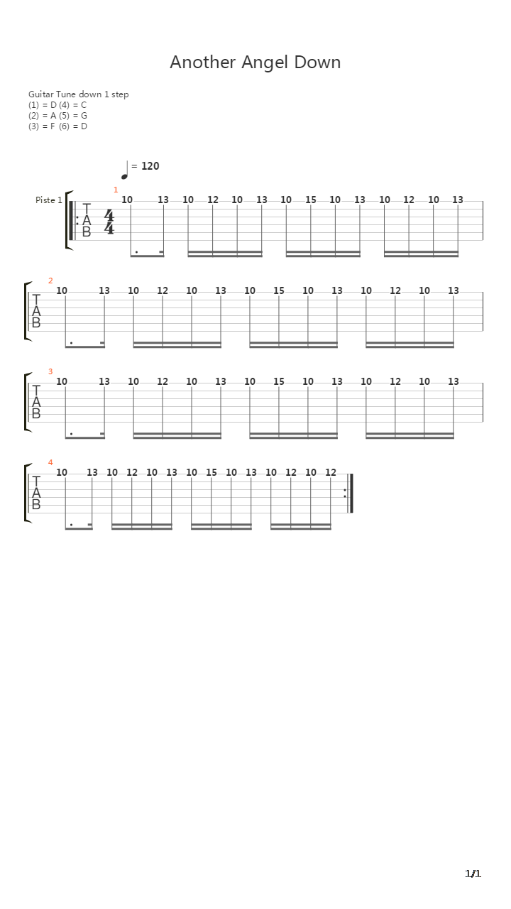 Another Angel Down吉他谱