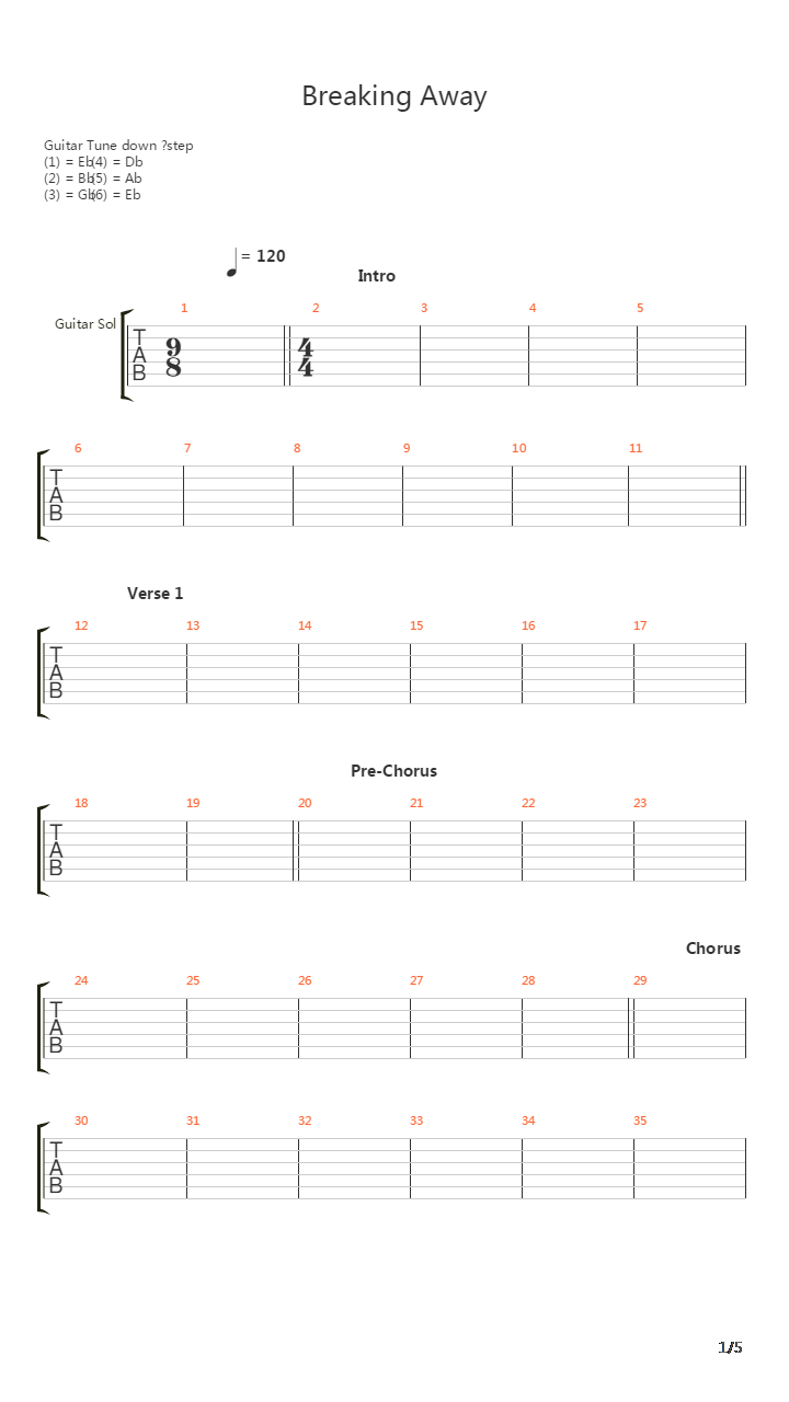Breaking Away吉他谱