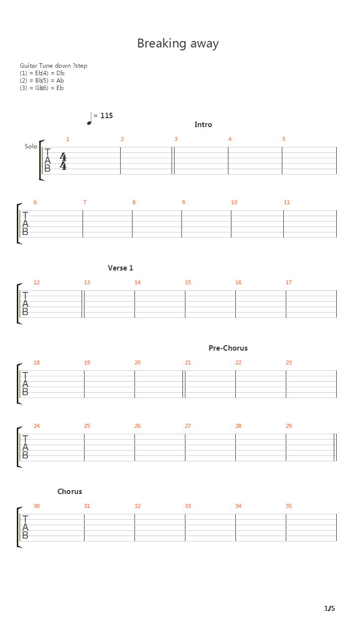 Breaking Away吉他谱