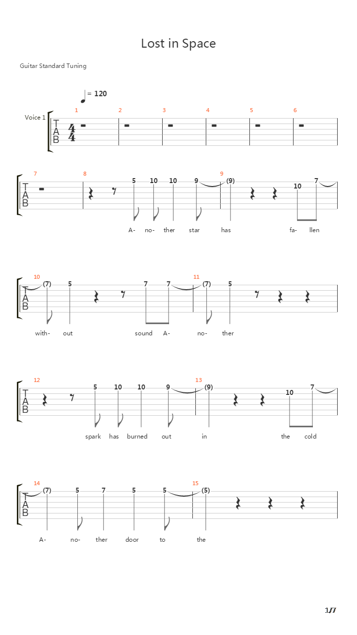 Lost In Space吉他谱