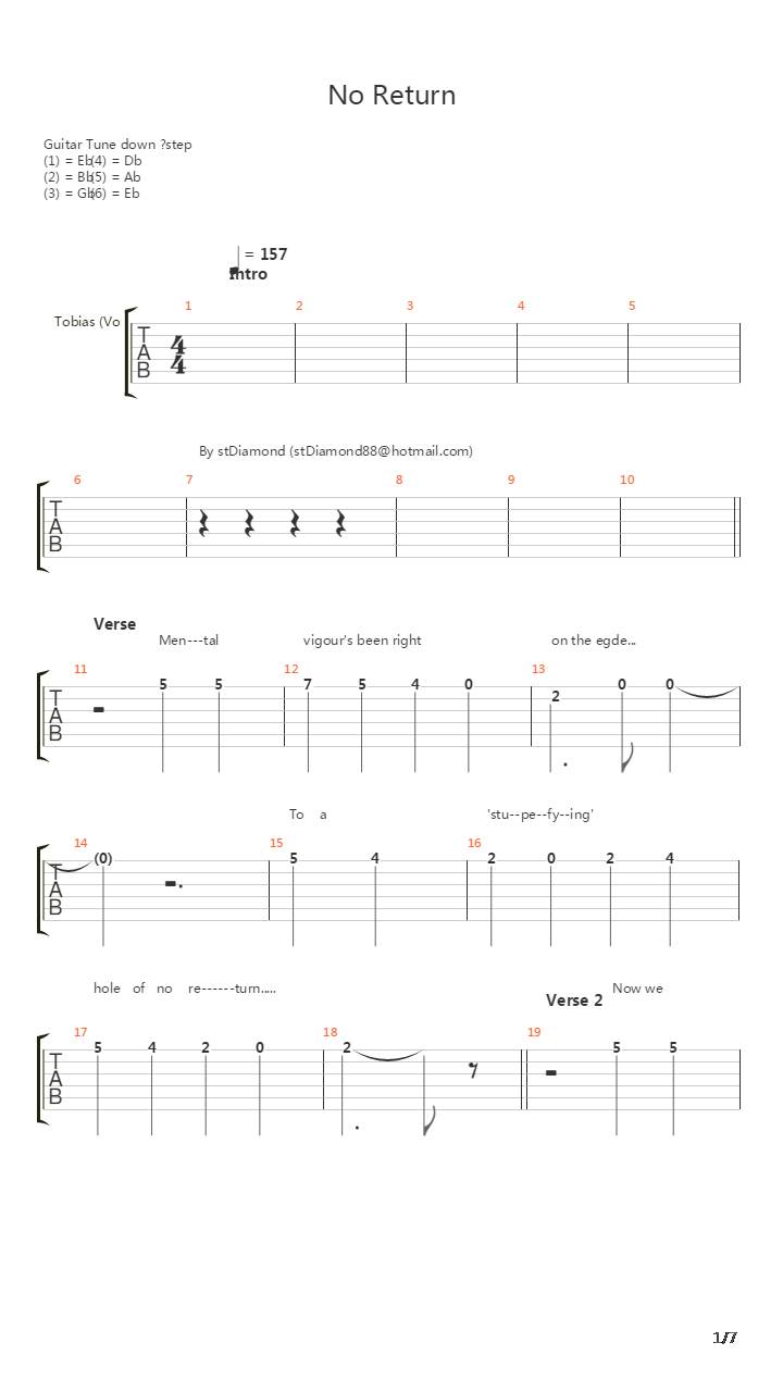 No Return吉他谱