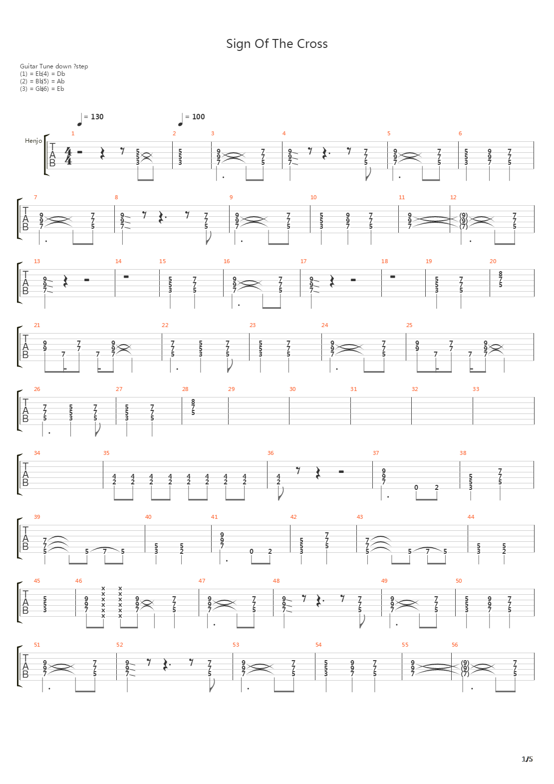 Sign Of The Cross吉他谱