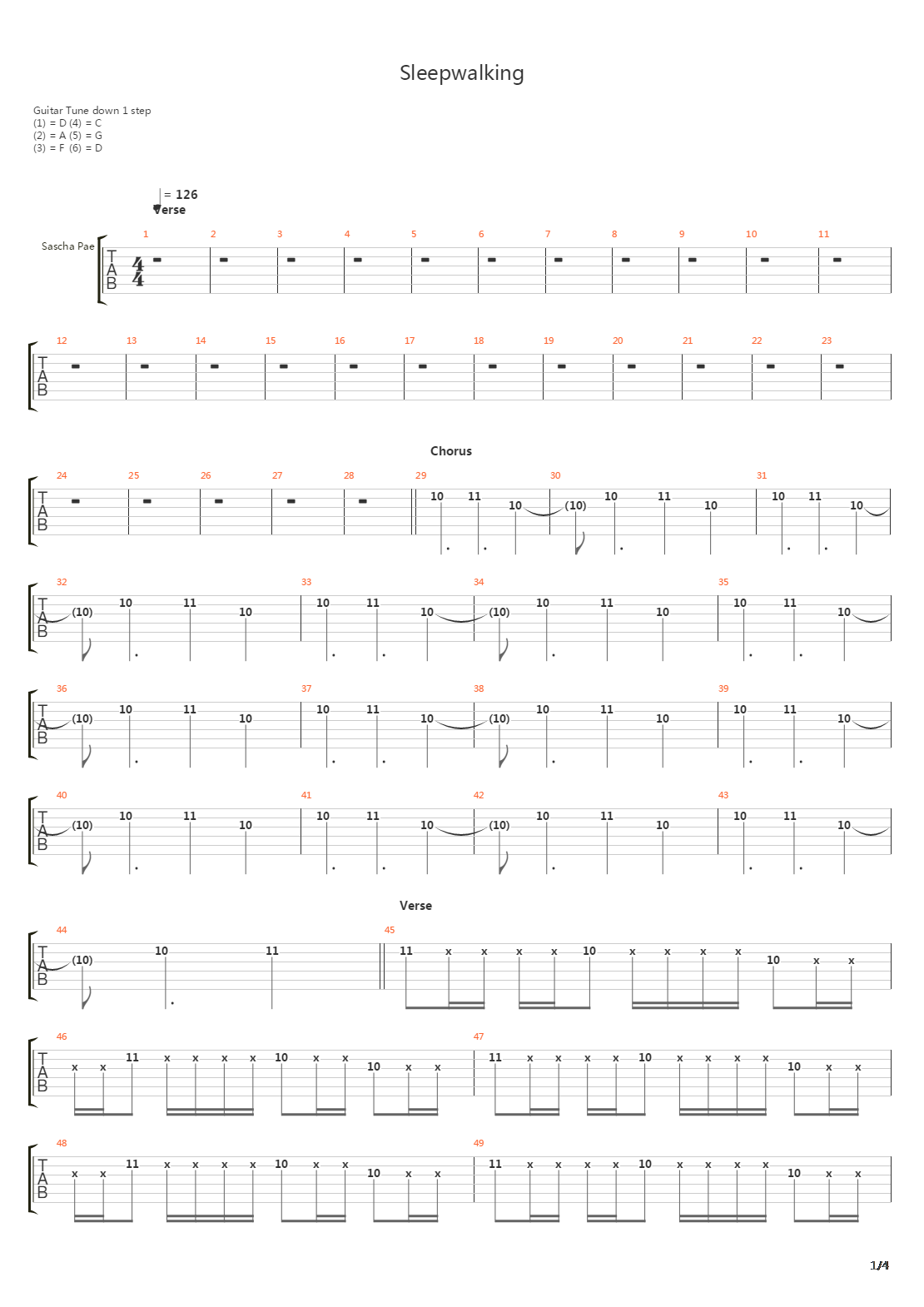 Sleepwalking吉他谱