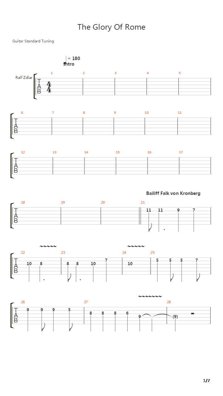 The Glory Of Rome吉他谱