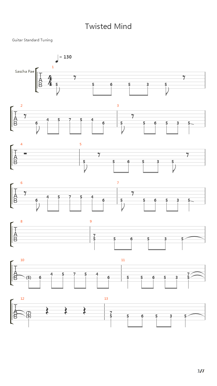 Twisted Mind吉他谱