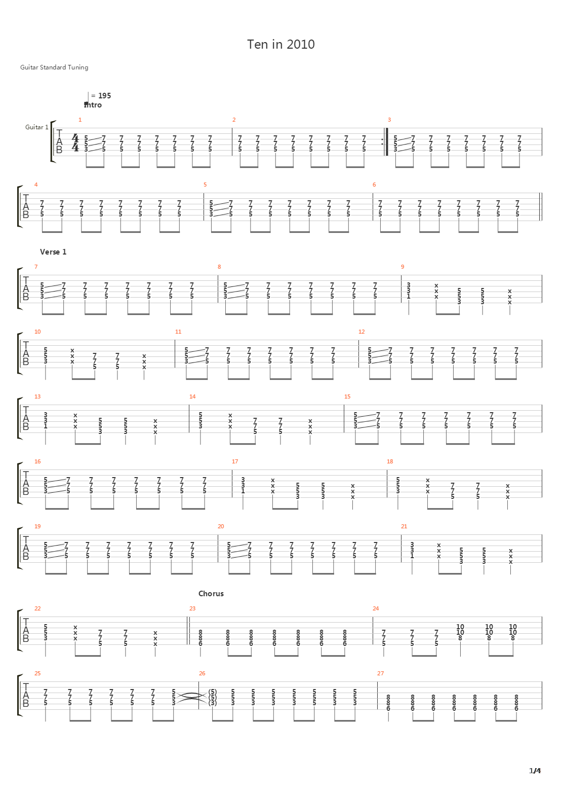 10 In 2010吉他谱