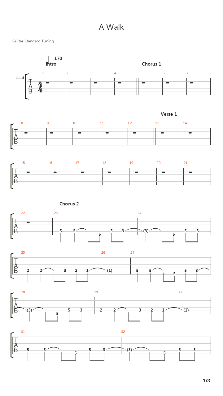 A Walk吉他谱