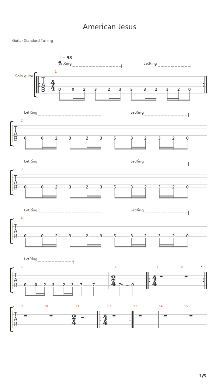 American Jesus吉他谱