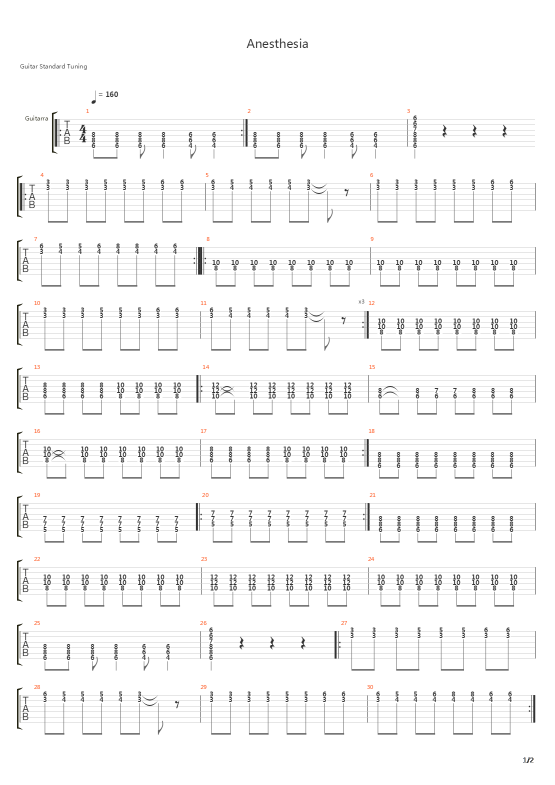 Anesthesia吉他谱