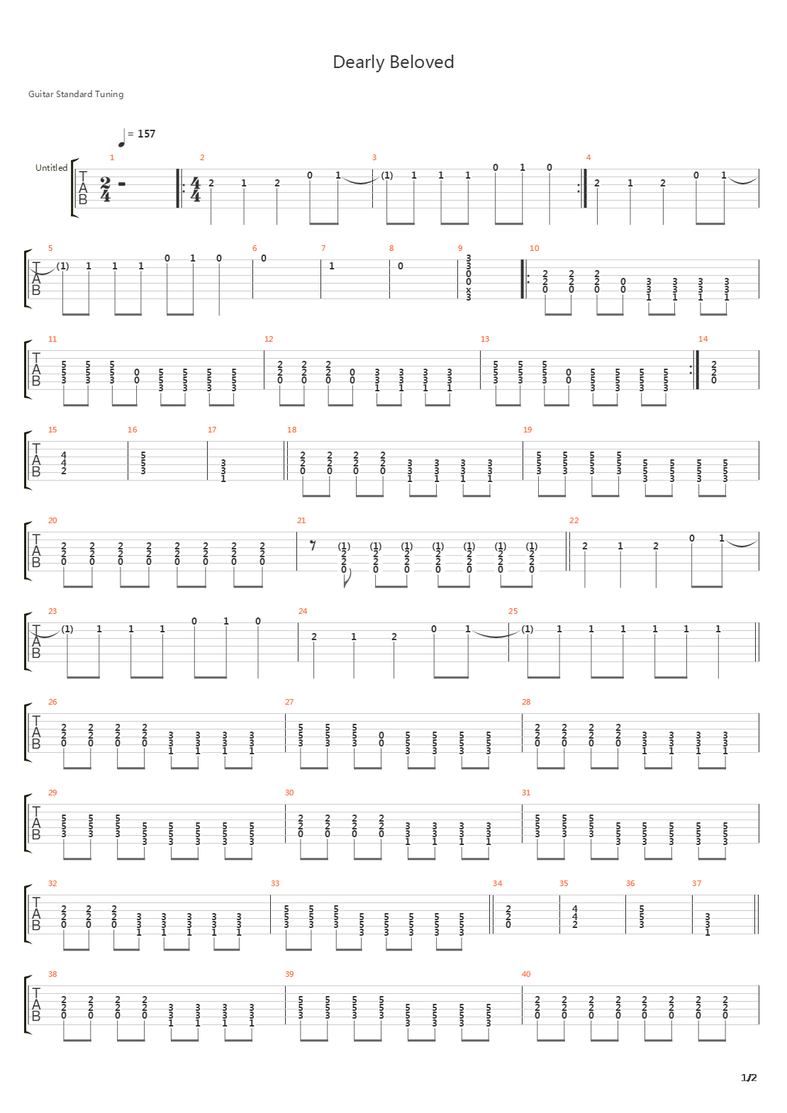 Deraly Beloved吉他谱