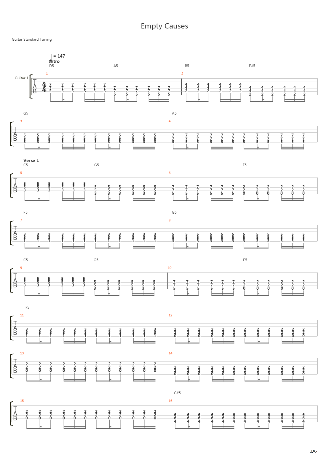 Empty Causes吉他谱