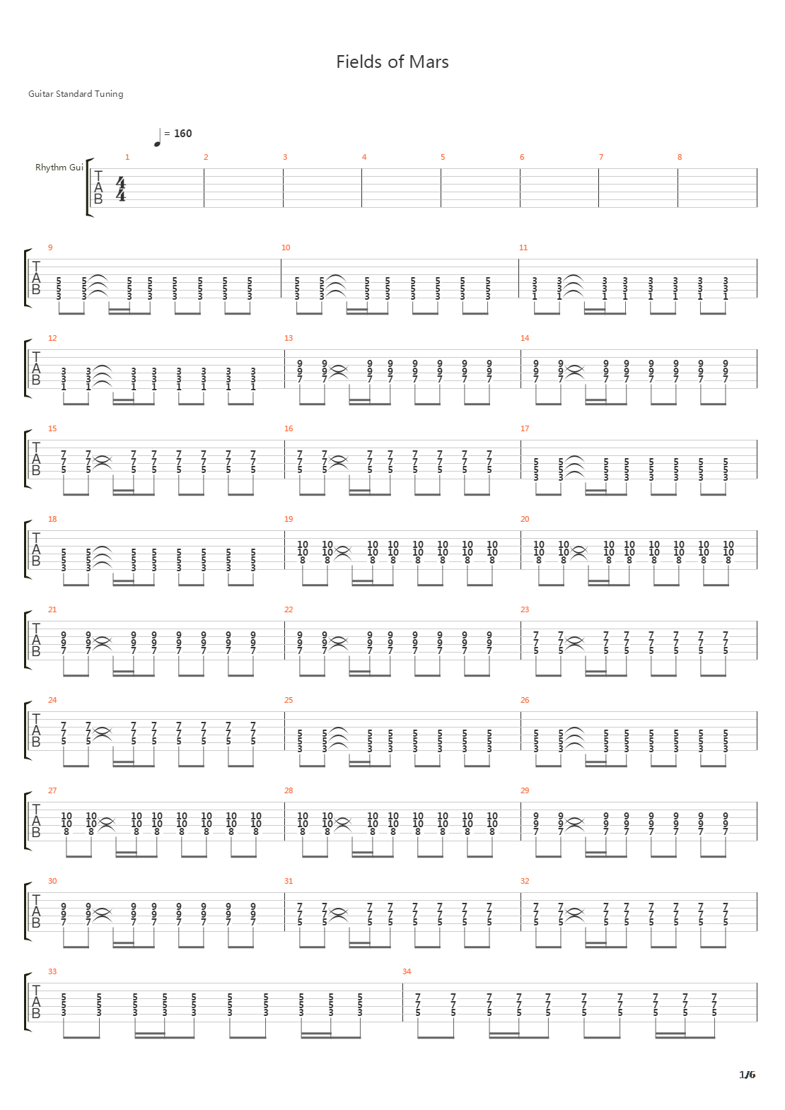 Fields Of Mars吉他谱