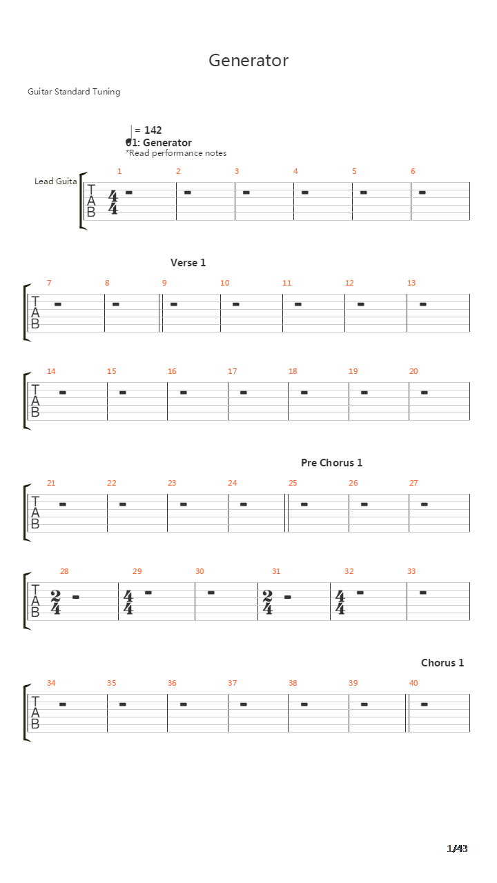 Generator吉他谱