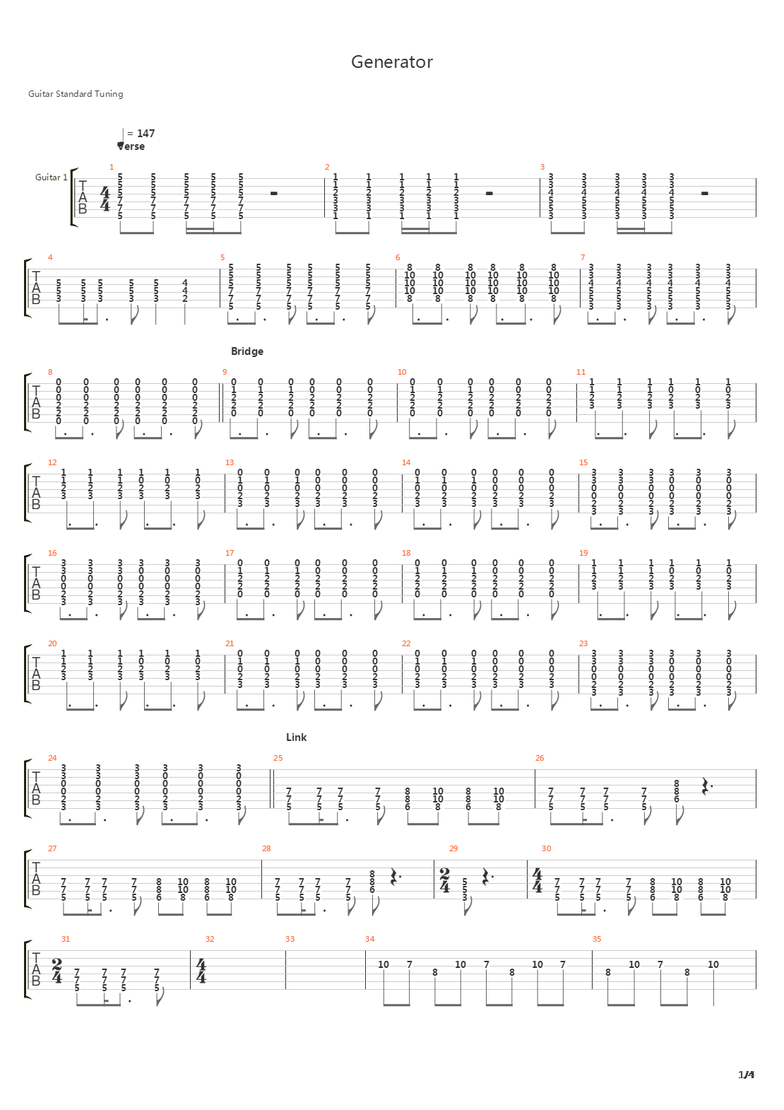 Generator吉他谱