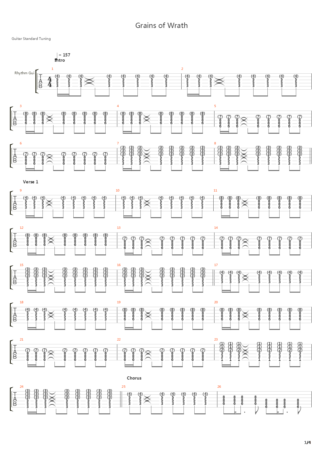 Grains Of Wrath吉他谱