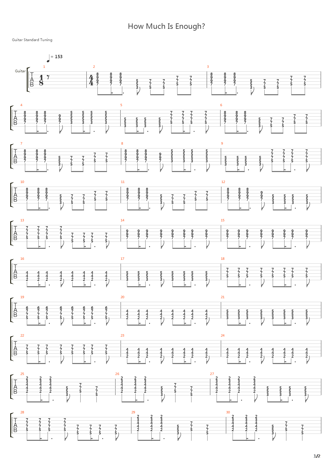 How Much Is Enough吉他谱