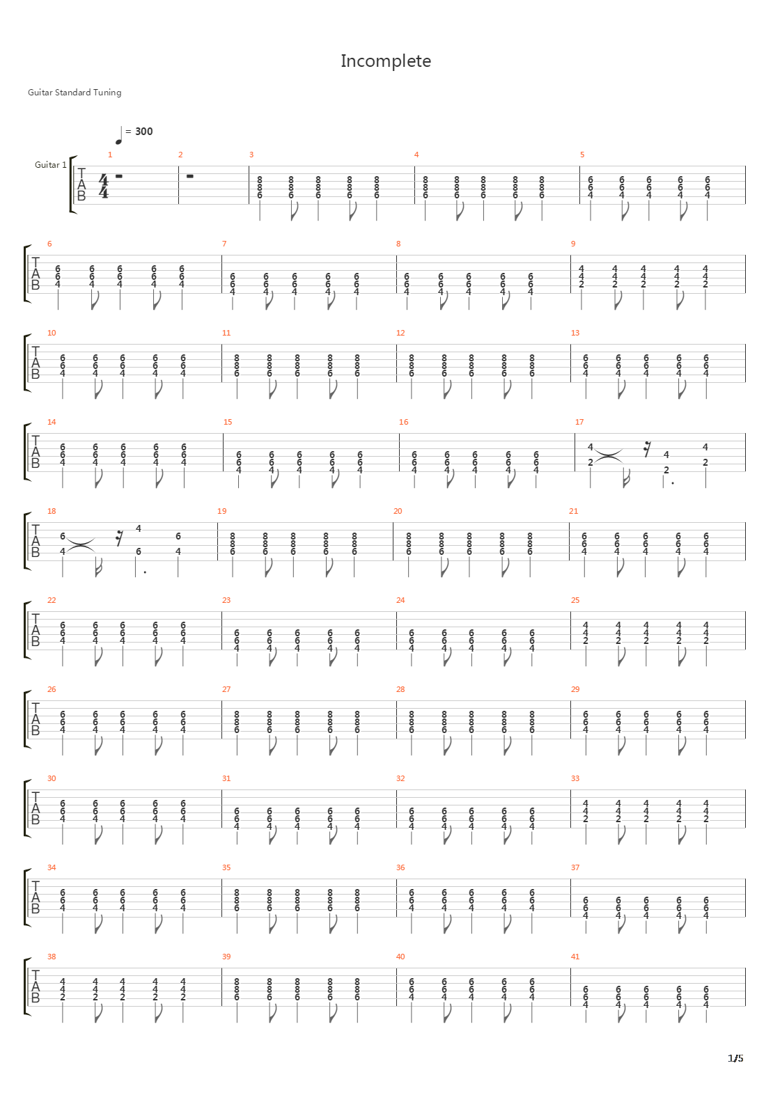 Incomplete吉他谱